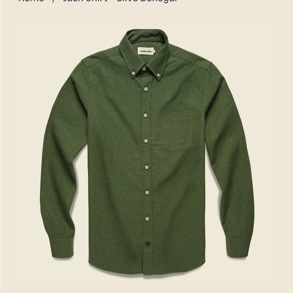 Taylor Stitch The Jack Shirt Olive Donegal Button Down Top Casual M - Picture 4 of 12